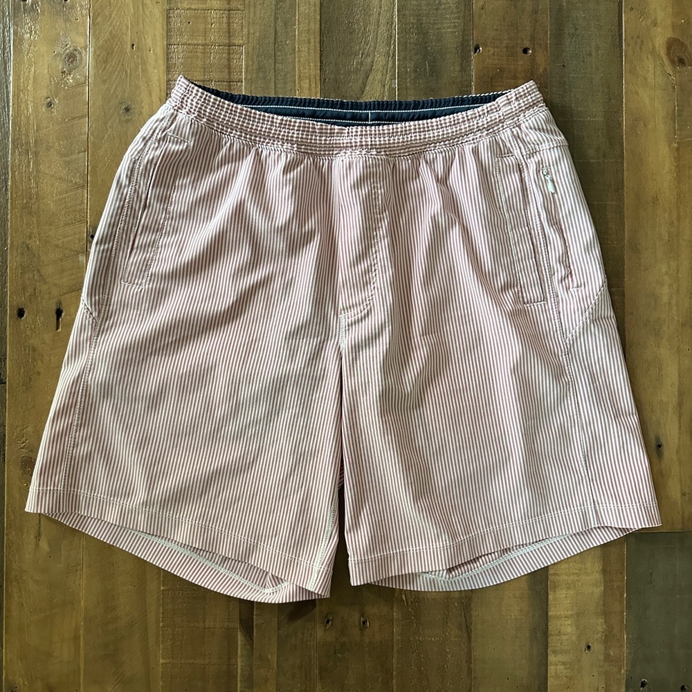 Birddogs seersucker red lined shorts XL EUC